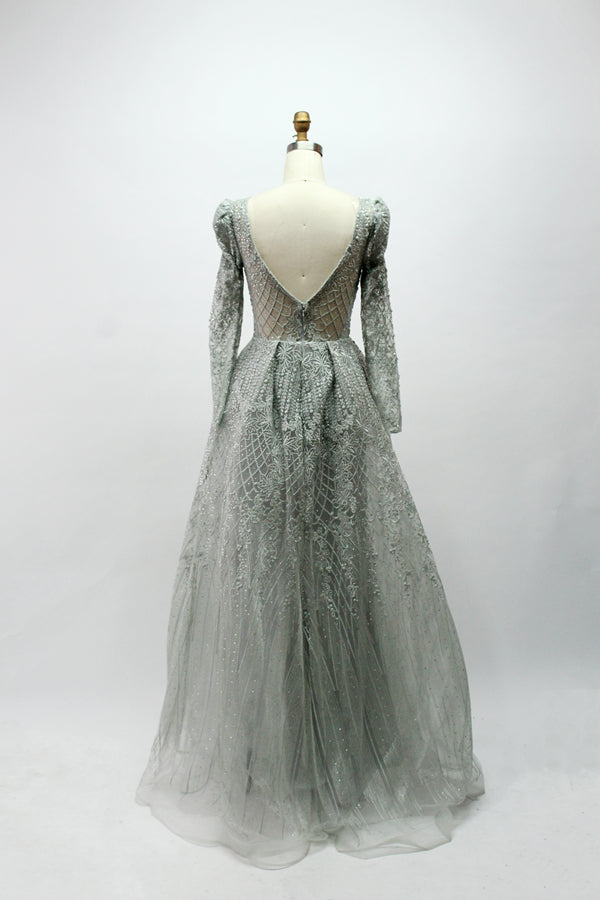 Wholesale Plus Size Long Sleeve Evening Gowns for Mothers MK033