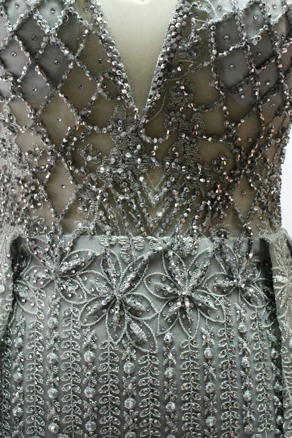 Wholesale Plus Size Long Sleeve Evening Gowns for Mothers MK033