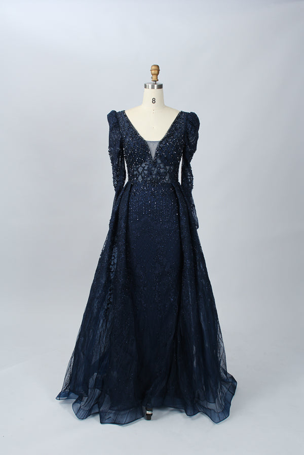 Wholesale Plus Size Long Sleeve Evening Gowns for Mothers MK033