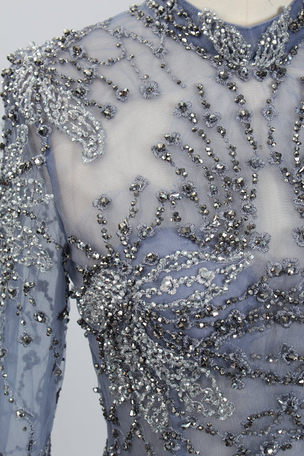 Wholesale Plus Size Hand-Embellished Beaded Evening Gowns for Mothers MK044