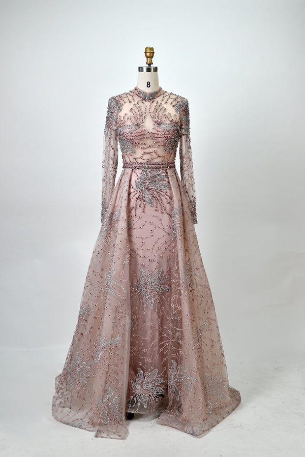 Wholesale Plus Size Hand-Embellished Beaded Evening Gowns for Mothers MK044
