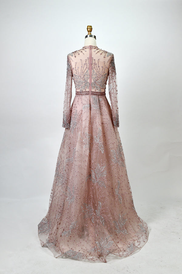Wholesale Plus Size Hand-Embellished Beaded Evening Gowns for Mothers MK044