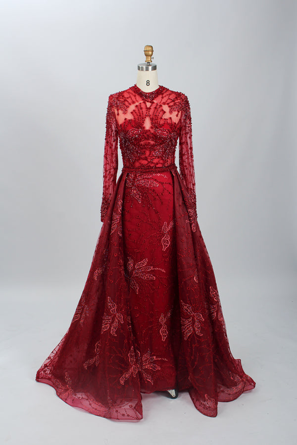Wholesale Plus Size Hand-Embellished Beaded Evening Gowns for Mothers MK044