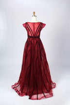 Manufacturer Off-Shoulder Beaded Mesh Mother of the Bride Dress MK050