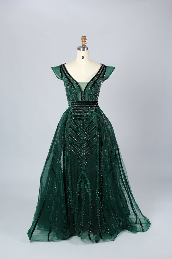 Manufacturer Off-Shoulder Beaded Mesh Mother of the Bride Dress MK050