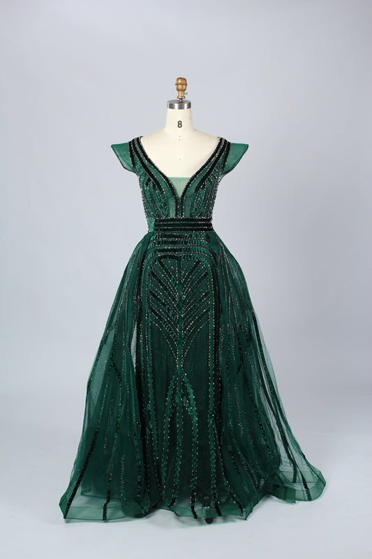 Wholesale Plus Size Hand-Embellished Beaded Evening Gowns for Mothers MK050
