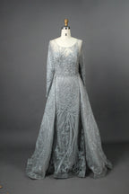 Supplier Sheer Neckline Beaded Embroidered Mother of the Bride Dress MK053