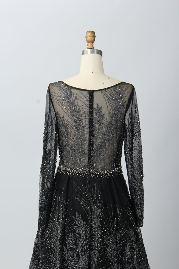 Supplier Sheer Neckline Beaded Embroidered Mother of the Bride Dress MK053