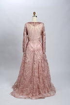 Manufacturer Boat Neck Beaded Mesh Mother of the Bride Dress MK054
