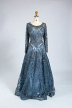 Manufacturer Boat Neck Beaded Mesh Mother of the Bride Dress MK054