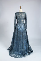Manufacturer Boat Neck Beaded Mesh Mother of the Bride Dress MK054