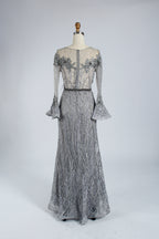Supplier Beaded Trumpet Sleeve Mother of the Bride Dress MK056