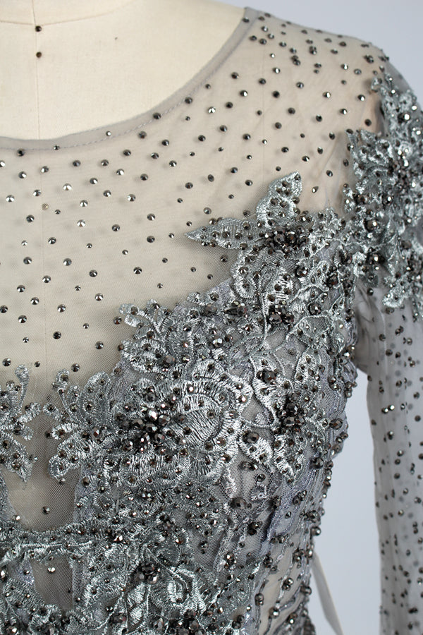 Supplier Beaded Trumpet Sleeve Mother of the Bride Dress MK056