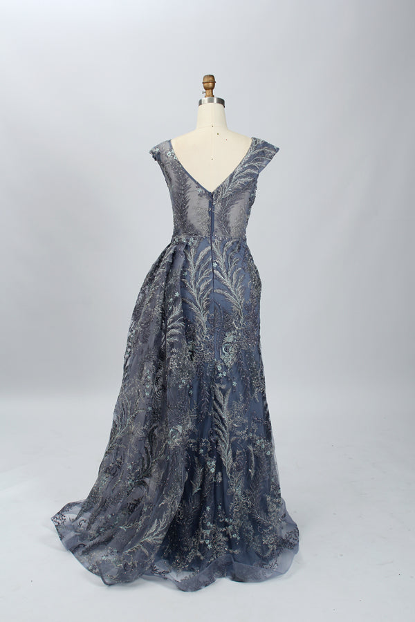 Manufacturer Beaded Embroidered Tulle Mother of the Bride Dress MK059