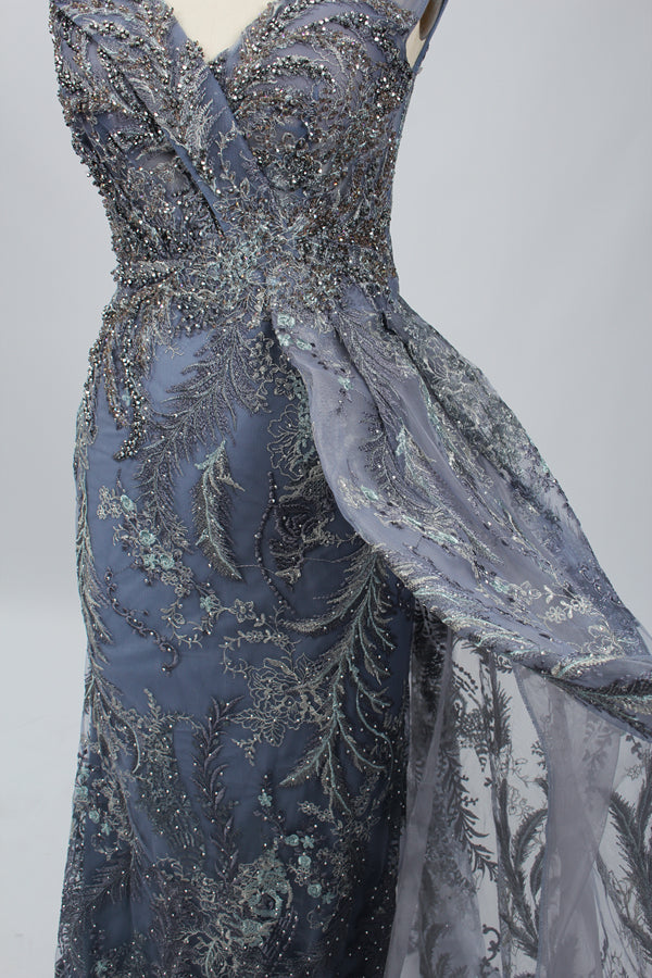 Manufacturer Beaded Embroidered Tulle Mother of the Bride Dress MK059