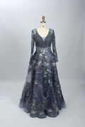 Supplier Plunging Floral Embroidered Mother of the Bride Dress MK060