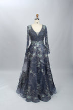 Supplier Plunging Floral Embroidered Mother of the Bride Dress MK060