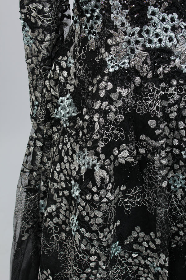 Supplier Plunging Floral Embroidered Mother of the Bride Dress MK060