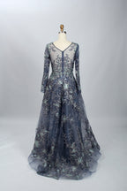 Supplier Plunging Floral Embroidered Mother of the Bride Dress MK060