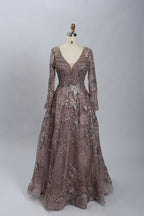 Supplier Plunging Floral Embroidered Mother of the Bride Dress MK060