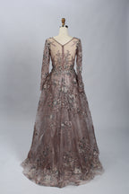 Supplier Plunging Floral Embroidered Mother of the Bride Dress MK060