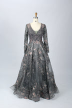 Supplier Plunging Floral Embroidered Mother of the Bride Dress MK060