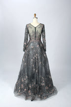 Supplier Plunging Floral Embroidered Mother of the Bride Dress MK060