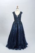 Supplier Plunging V - Neck Beaded Tulle Mother of the Bride Dress MK062