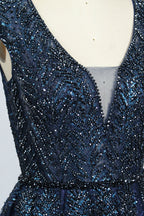 Supplier Plunging V - Neck Beaded Tulle Mother of the Bride Dress MK062