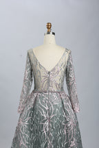 Supplier Plunging Embroidered Tulle Mother of the Bride Dress MK070