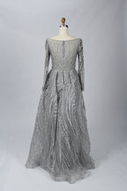 Supplier Boat Neck Beaded Mesh Mother of the Bride Dress MK072