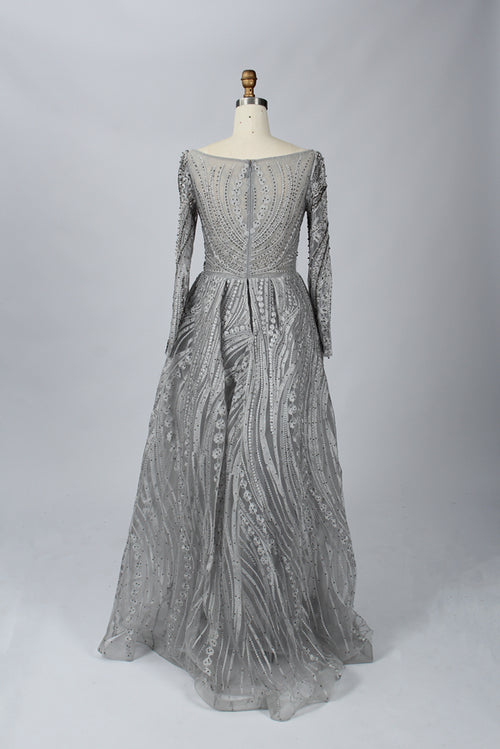 Supplier Boat Neck Beaded Mesh Mother of the Bride Dress MK072
