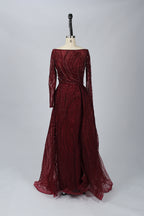 Supplier Boat Neck Beaded Mesh Mother of the Bride Dress MK072