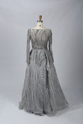 Supplier Boat Neck Beaded Mesh Mother of the Bride Dress MK072