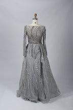 Supplier Boat Neck Beaded Mesh Mother of the Bride Dress MK072