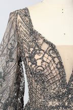 Wholesale Square - V Neck Beaded Lace Mother of the Bride Dress MK074