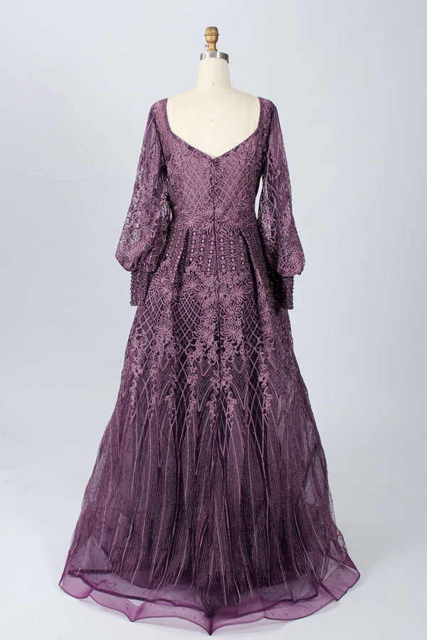 Wholesale Square - V Neck Beaded Lace Mother of the Bride Dress MK074