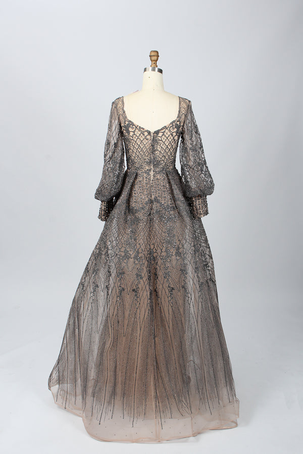 Wholesale Square - V Neck Beaded Lace Mother of the Bride Dress MK074