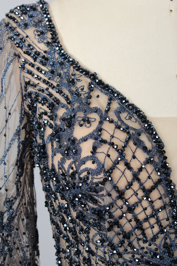 Wholesale Square - V Neck Beaded Lace Mother of the Bride Dress MK074