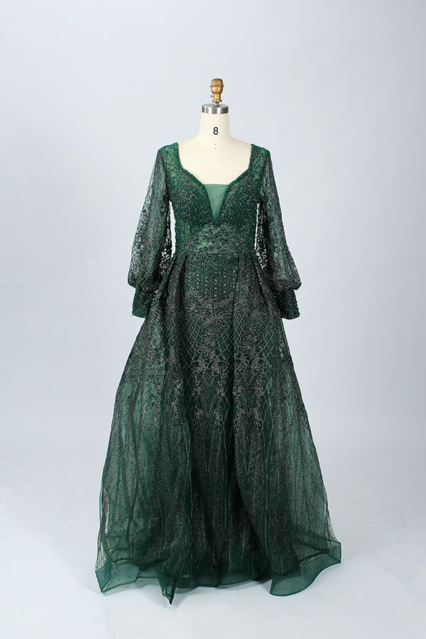 Wholesale Square - V Neck Beaded Lace Mother of the Bride Dress MK074