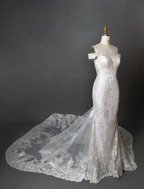 Wholesale Lace Mermaid Wedding Gown with Tulle 3286