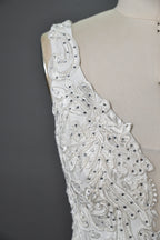 Wholesale Beaded V - Neck Mermaid Wedding Dress with Lace Train 3284