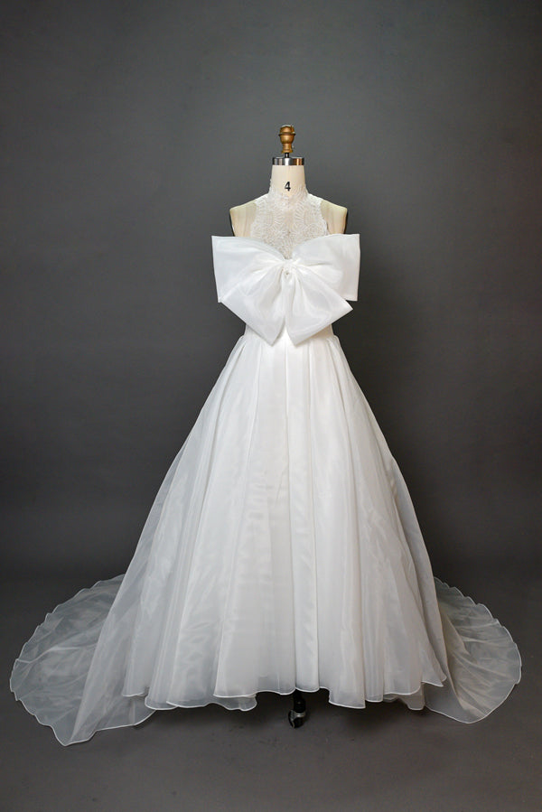 Wholesale High - Neck Wedding Dress with Oversized Bow 3283