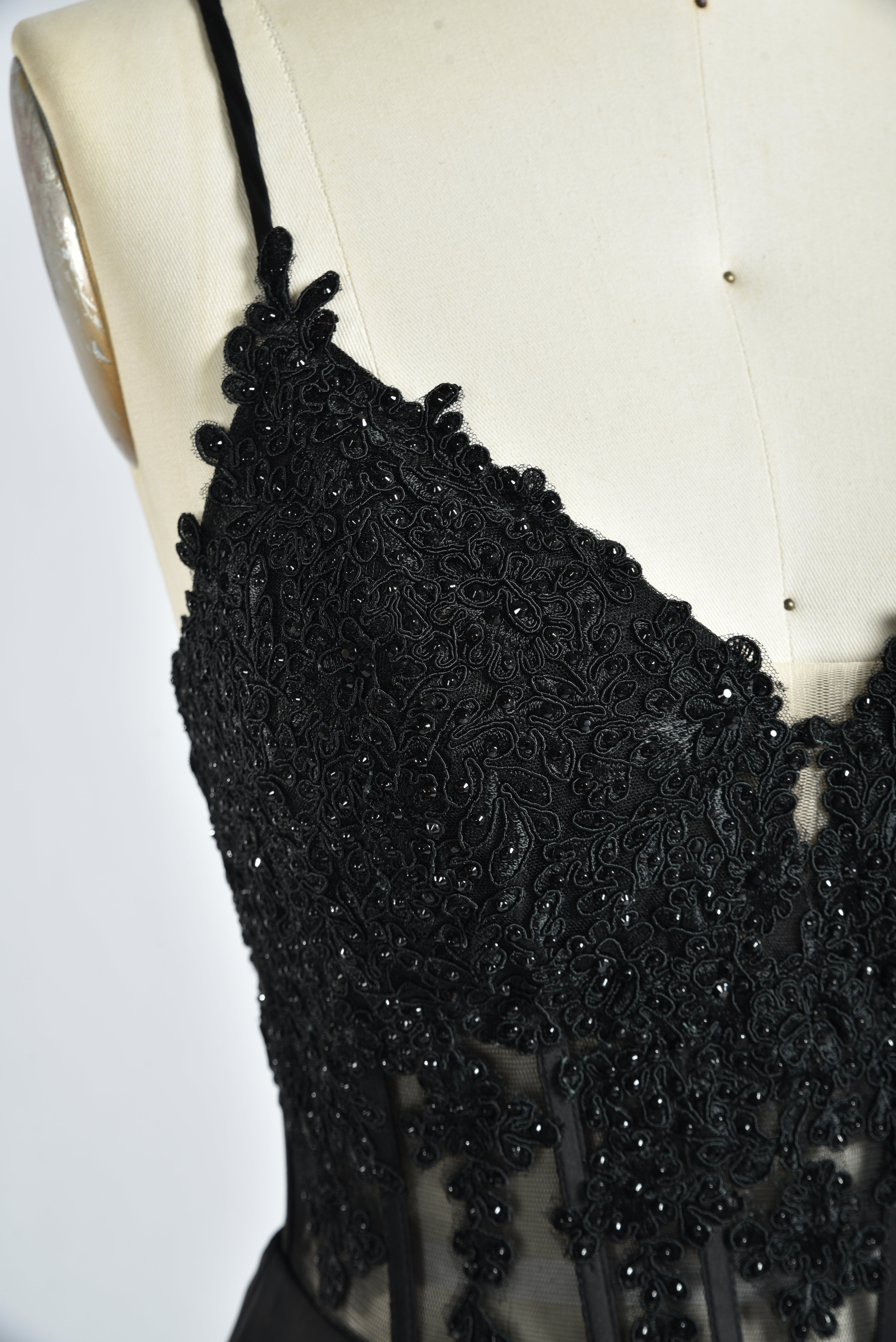 Wholesale Black Lace Spaghetti Strap Prom Dress 32875c