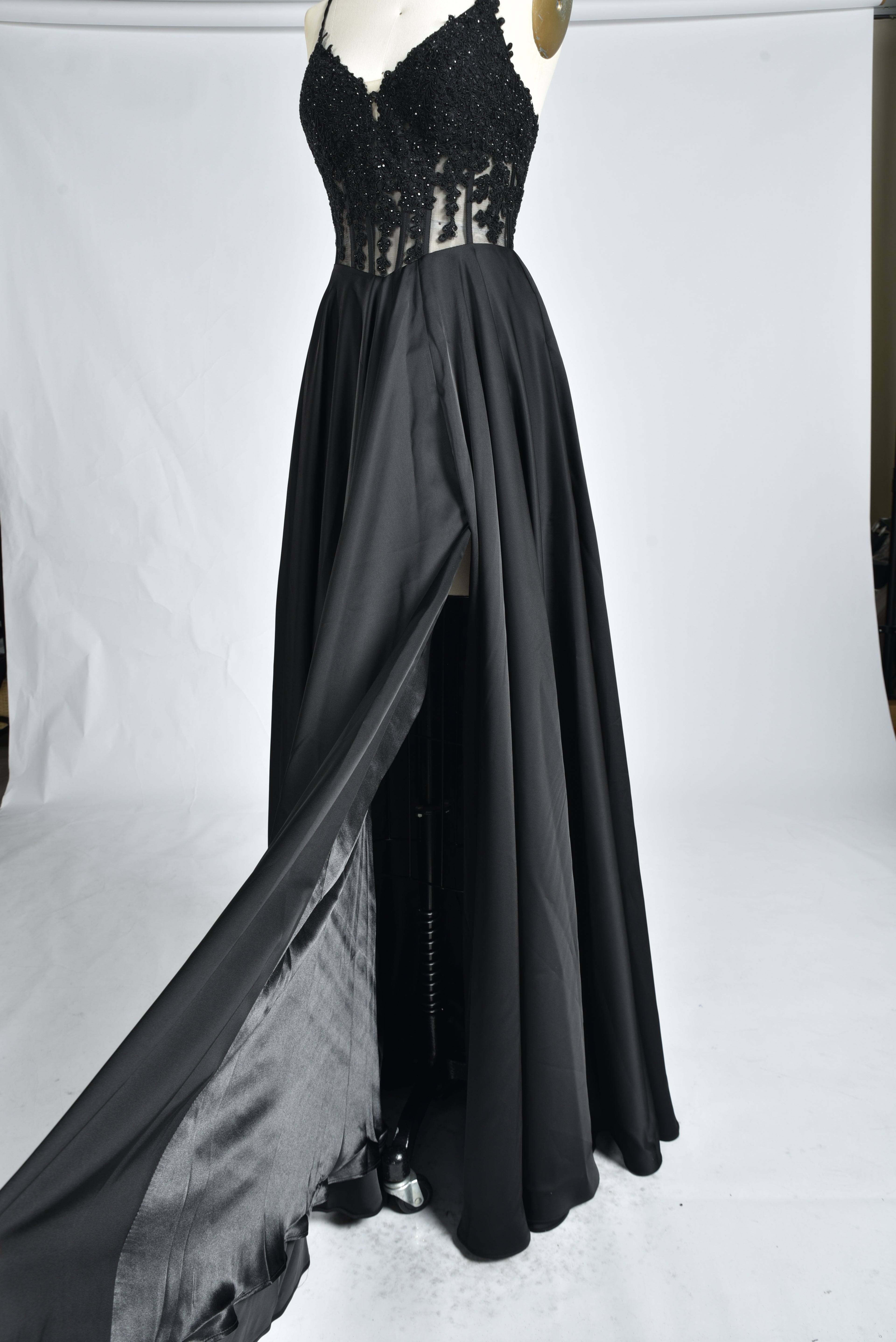 Wholesale Black Lace Spaghetti Strap Prom Dress 32875c
