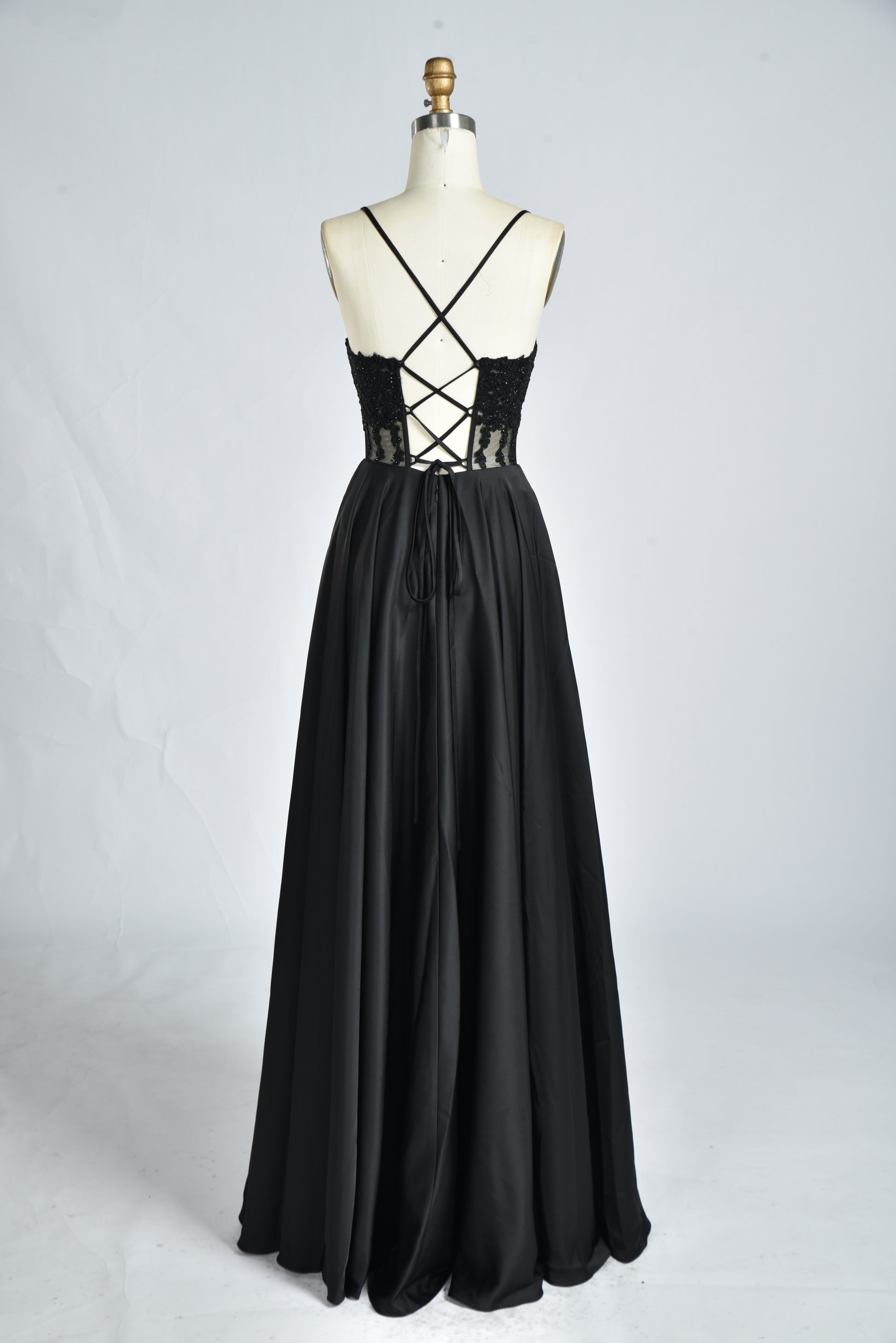 Wholesale Black Lace Spaghetti Strap Prom Dress 32875c