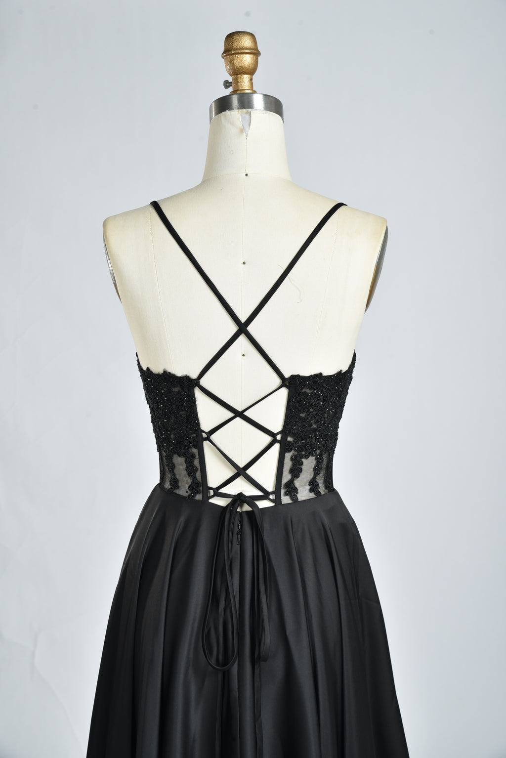 Wholesale Black Lace Spaghetti Strap Prom Dress 32875c