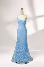Wholesale V-Neck Lace Appliqué Evening Gown with Sheer Back 32589b