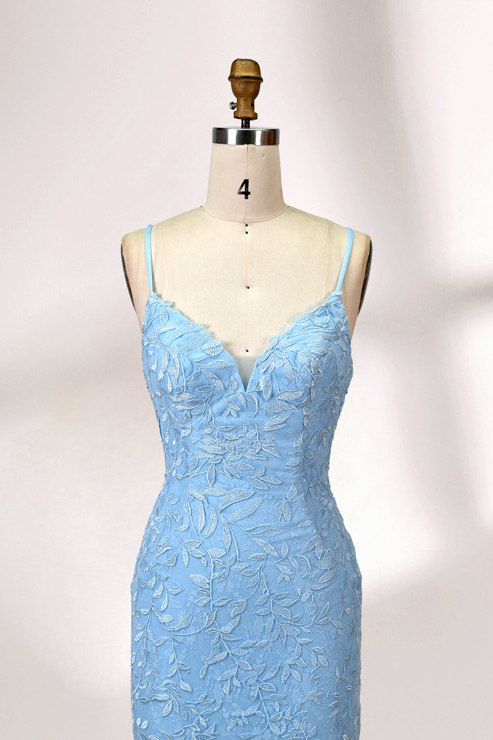 Wholesale V-Neck Lace Appliqué Evening Gown with Sheer Back 32589b 03