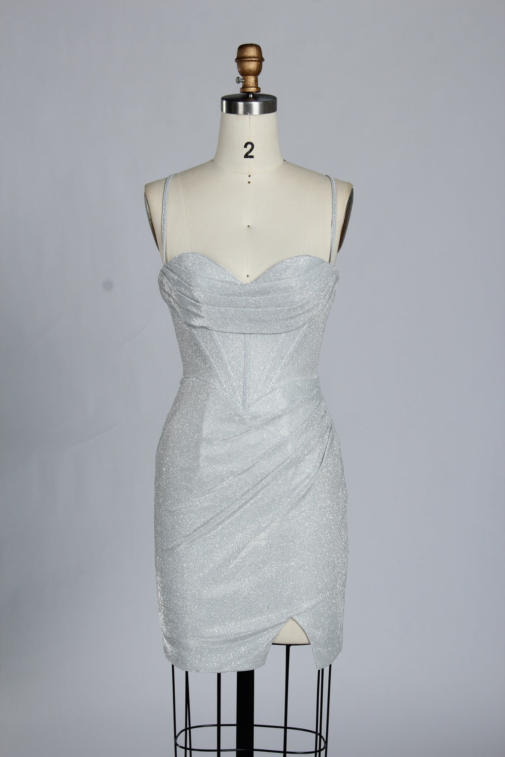 Wholesale Teal Glitter Spaghetti-Strap Ruched Homecoming Dress d-099s